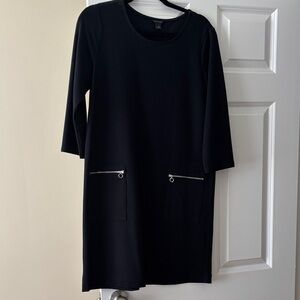 Ann Taylor Black Long Sleeve Dress with Zipper Details